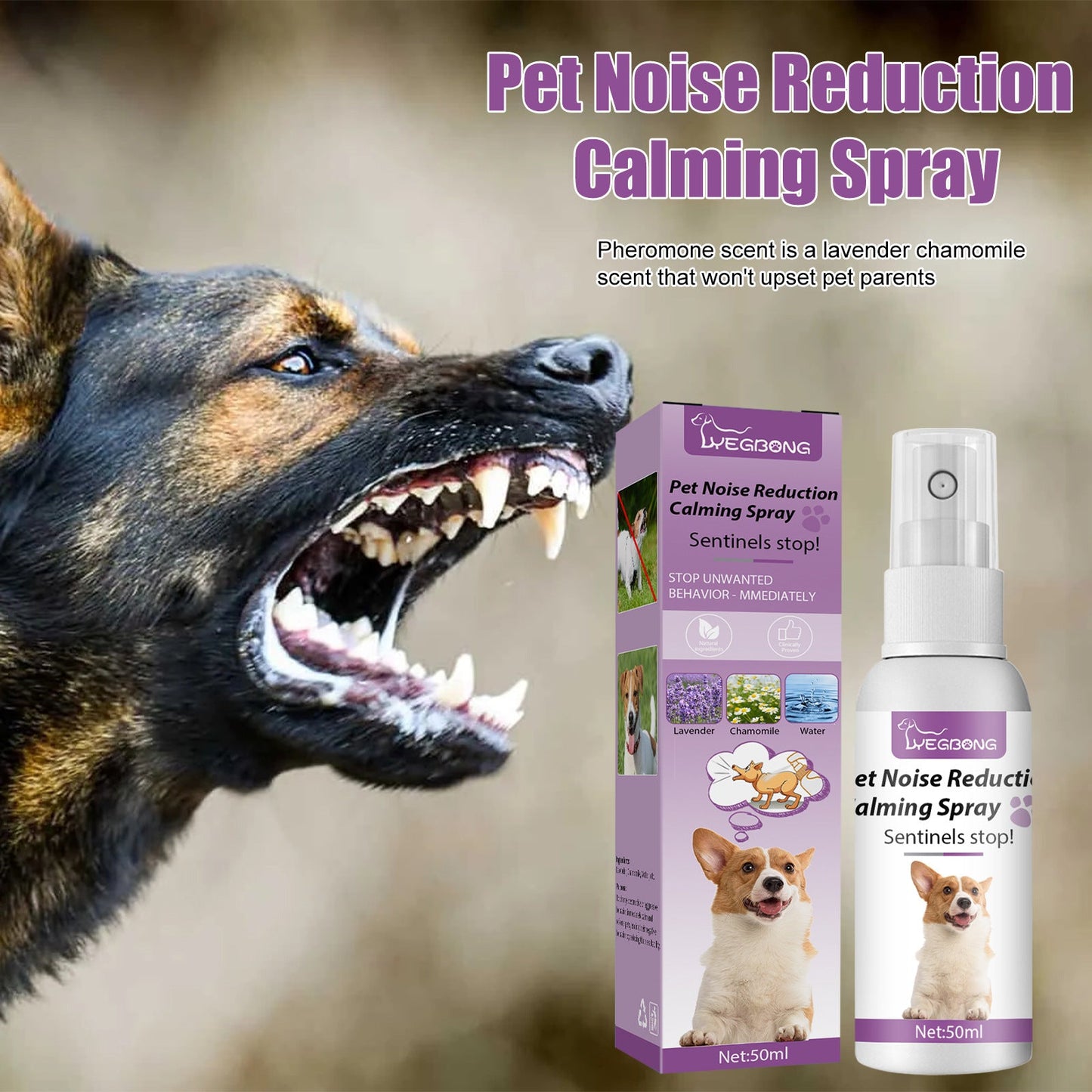 Spray anti-bruit pour animaux de compagnie Apaisant et apaisant pour animaux de compagnie 